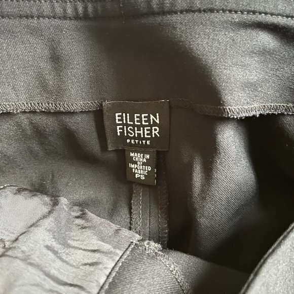 EILEEN FISHER WIDE LEG BLACK ANKLE CROP PANTS WOMENS SIZE S PETITE WORK - Picture 5 of 5